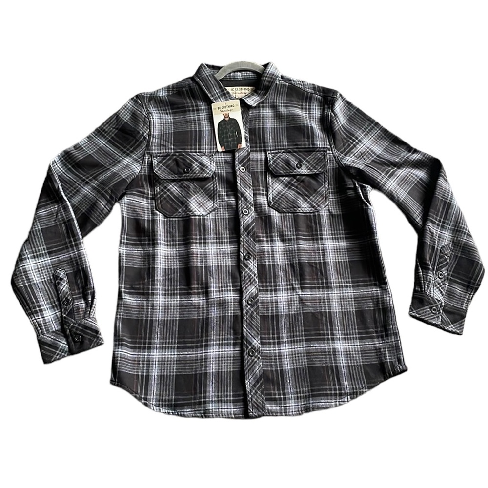 BC Clothing - Men’s Plaid Fleece Lined Shirt Jacket